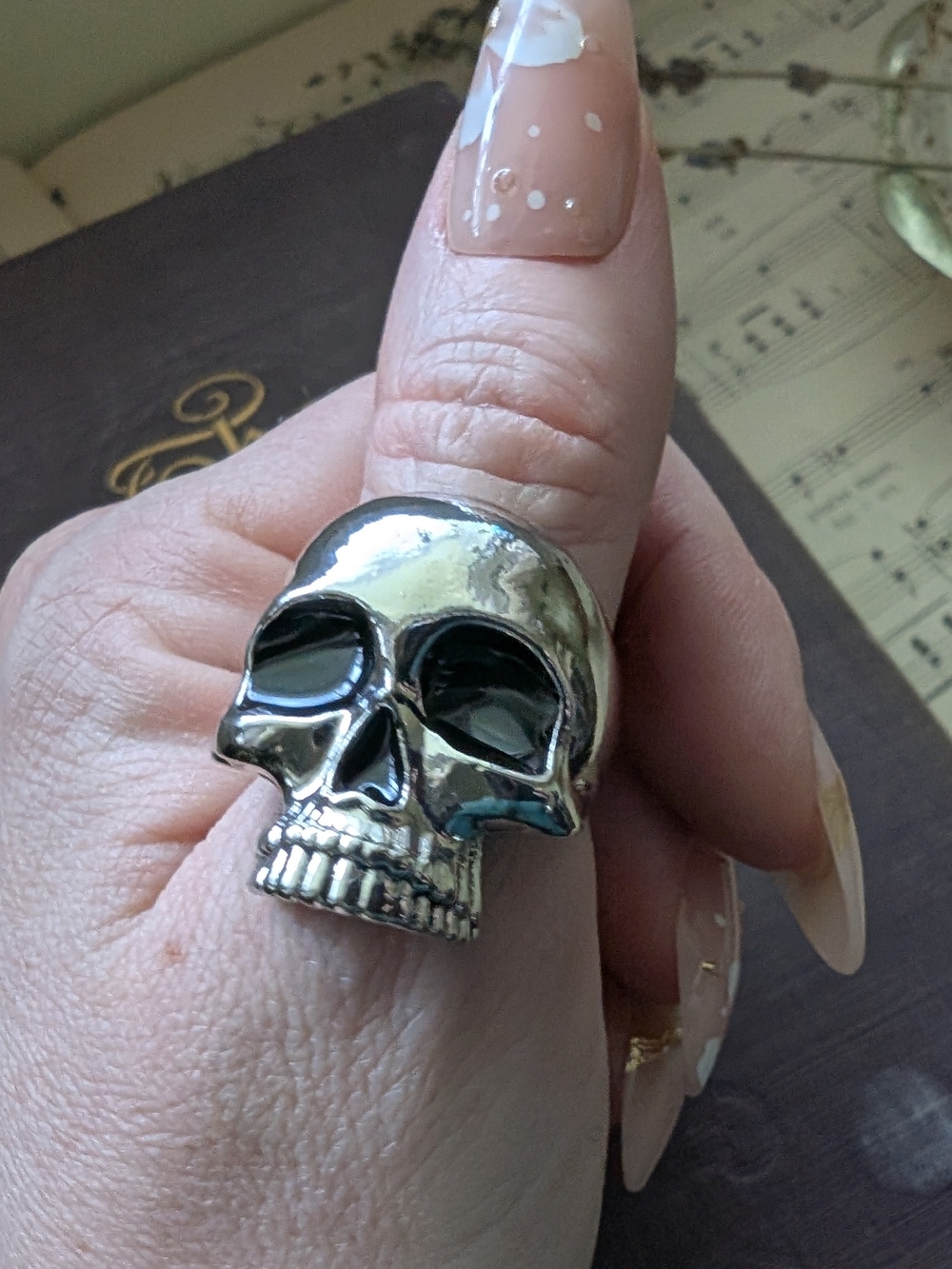 Silver Skull Statement Ring - Bold Gothic Style Men's Ring 8.5